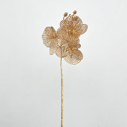 Gold Artificial Hollow Phalaenopsis 3 Nodes (Per Stem)