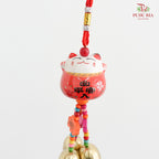 Lucky Cat Wind Chimes - Red#2