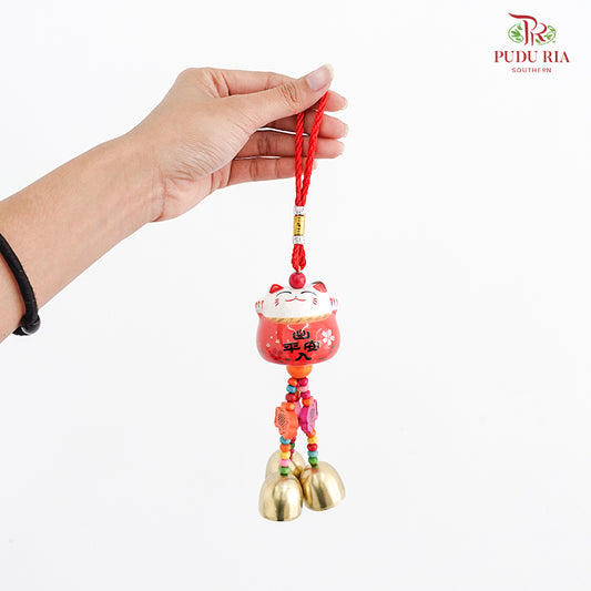 Lucky Cat Wind Chimes - Red#2