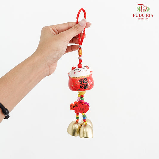 Lucky Cat Wind Chimes - Red#1