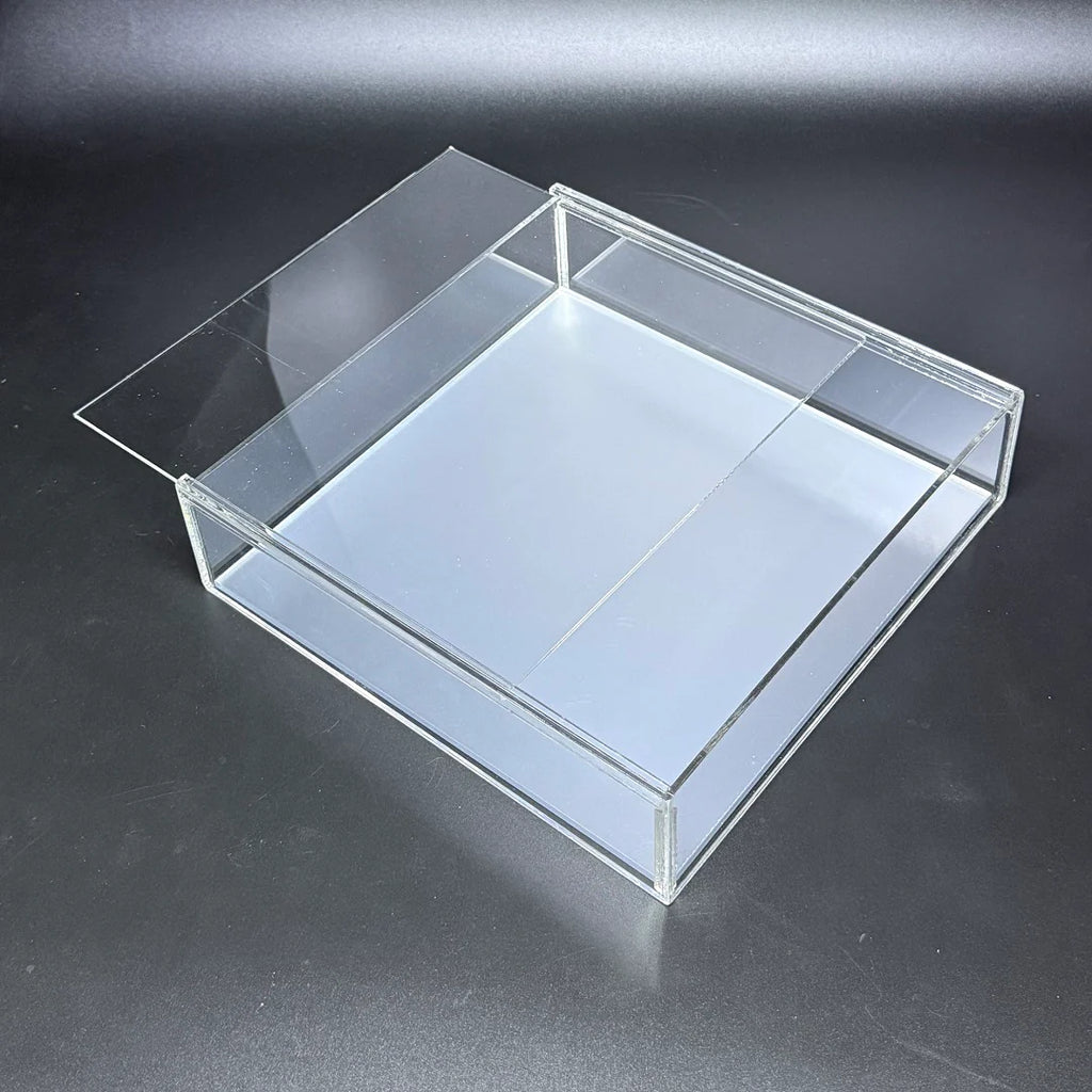 Premium Clear Acrylic Sliding Box + Silver Acrylic Sheet - FBA156#2