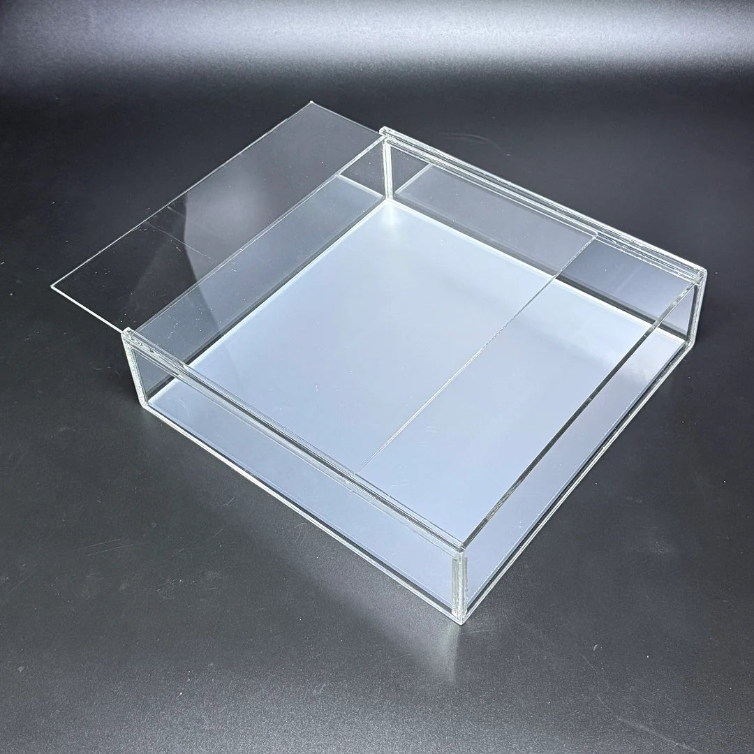 Premium Clear Acrylic Sliding Box + Silver Acrylic Sheet - FBA156#2