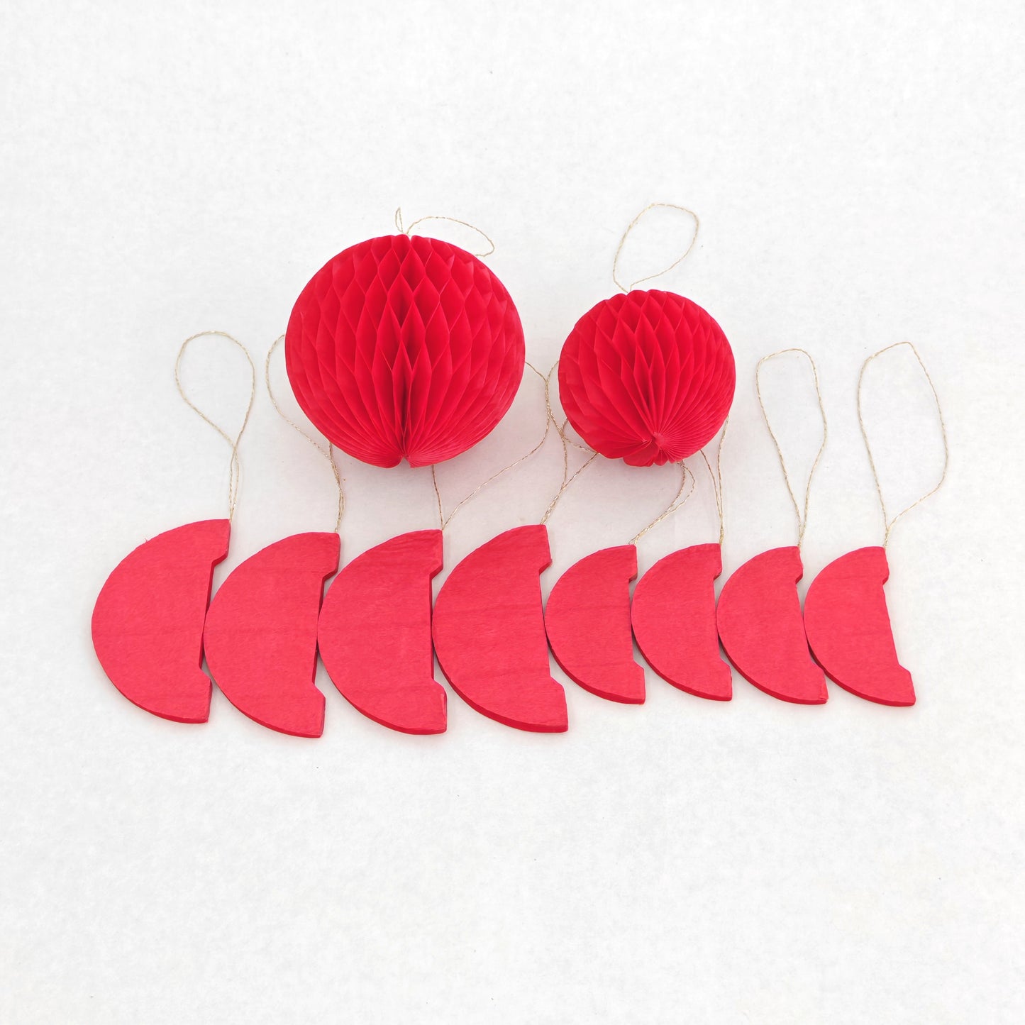 Honeycomb Paper Lantern 8cm&6cm - Red (10 Pieces)