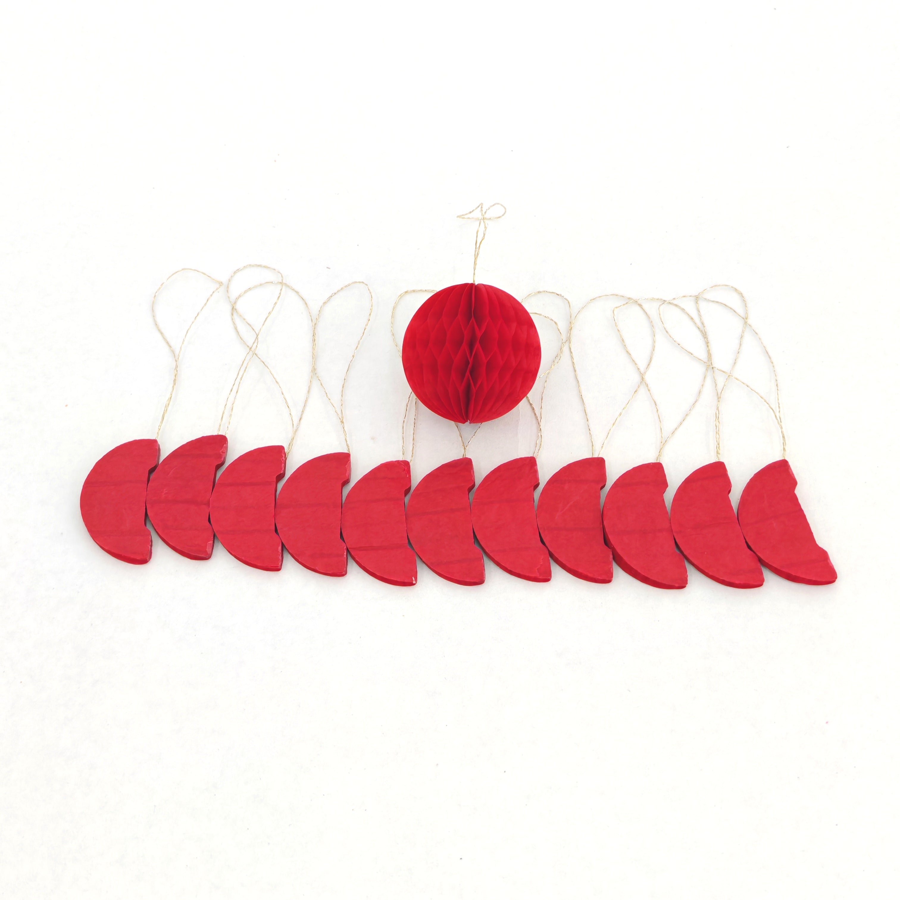 Mini Honeycomb Paper Lantern 5CM -Red (12 Pieces)