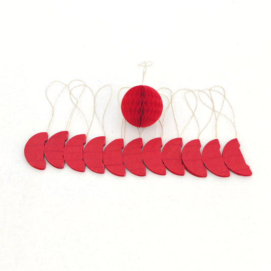 Mini Honeycomb Paper Lantern 5CM -Red (12 Pieces)