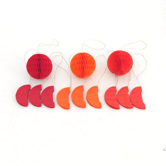 Mini Honeycomb Paper Lantern 5CM -Red Orange (12 Pieces)