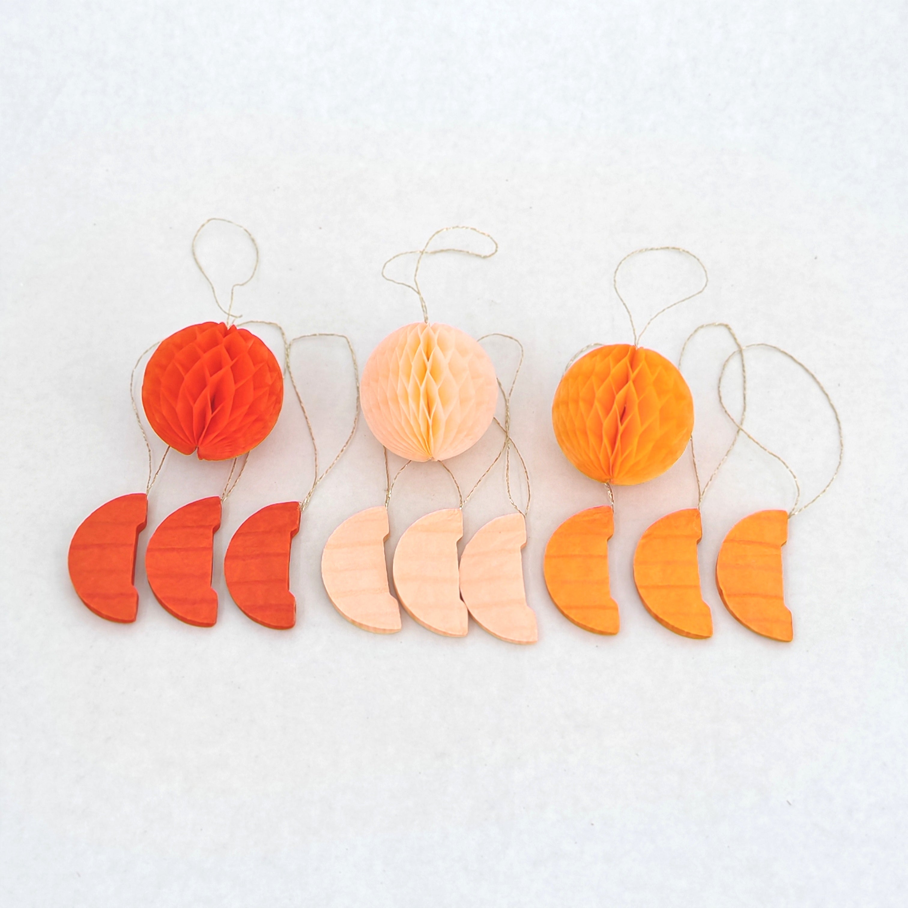 Mini Honeycomb Paper Lantern 5CM - Orange (12 Pieces)
