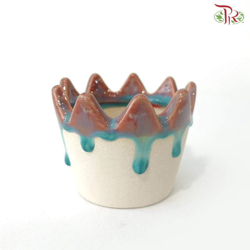 QL-356-412 + 414 + 425 - Painted Blue & Pink Pot