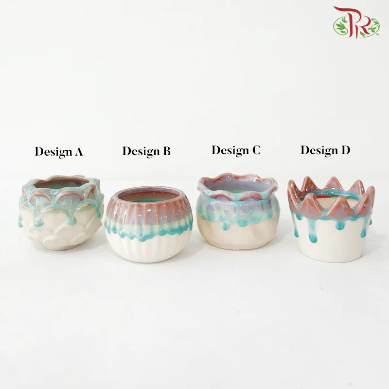 QL-356-412 + 414 + 425 - Painted Blue & Pink Pot