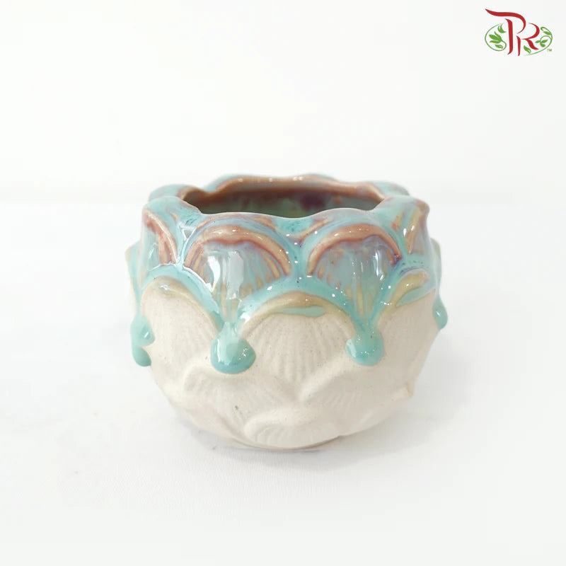 QL-356-412 + 414 + 425 - Painted Blue & Pink Pot