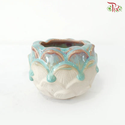 QL-356-412 + 414 + 425 - Painted Blue & Pink Pot