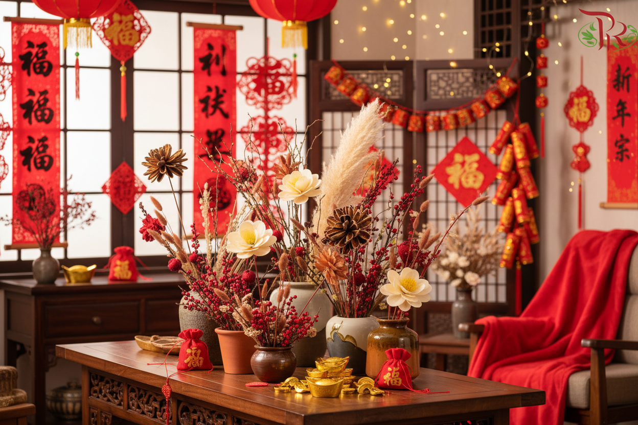 CNY Wood Roses & Dahlia