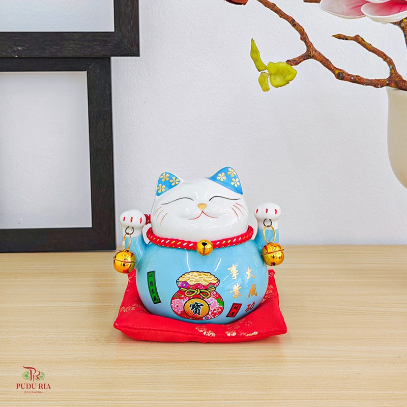 4.5" Lucky Cat Light Blue 事業大成功 - FBA135#5