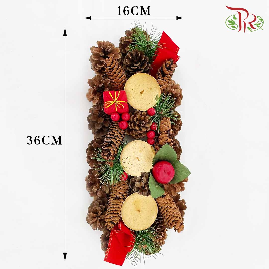 Christmas Candle Centerpiece - 3 Candle Holders (LB185072) - Pudu Ria Florist Southern