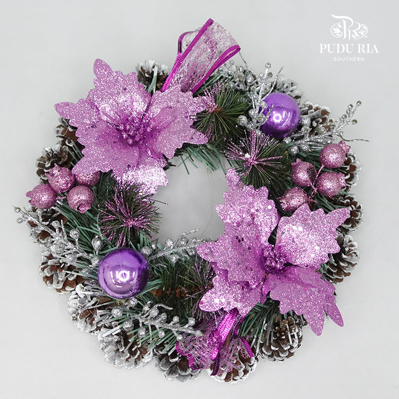 Glitter Christmas Wreath 10'- Purple - Pudu Ria Florist Southern