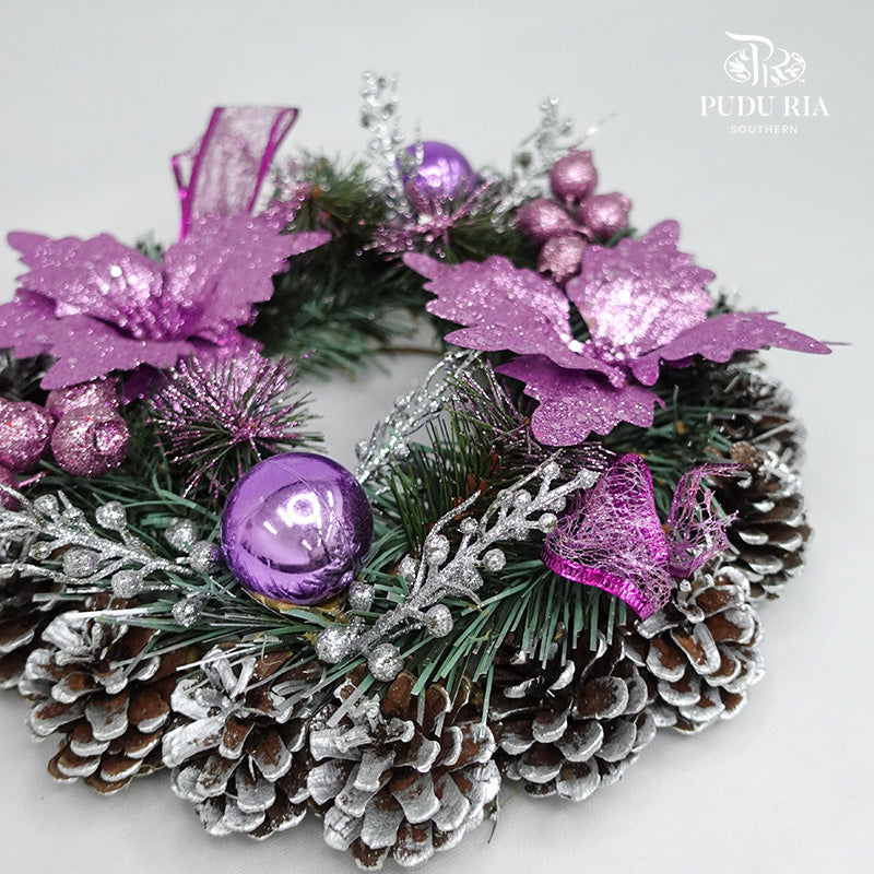 Glitter Christmas Wreath 10'- Purple - Pudu Ria Florist Southern