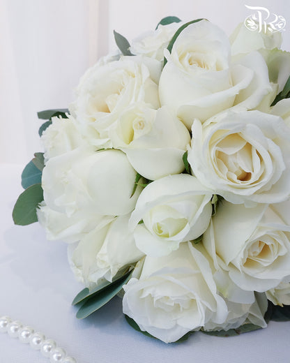 White Rose Wedding Bouquet (20 stems) - Pudu Ria Florist Southern
