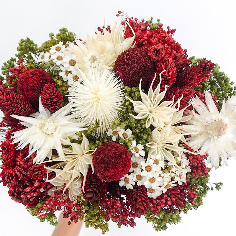 Dry Bouquet - Maroon And Green - Pudu Ria Florist Southern