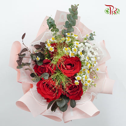 Valentine's Day Red Rose Bouquet (5 stems) - Pudu Ria Florist Southern