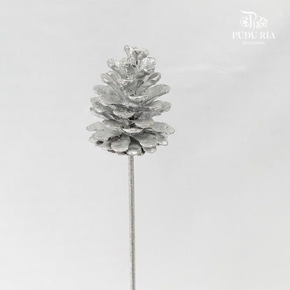 Xmas Pine Cone (Silver) - per stems - Pudu Ria Florist Southern