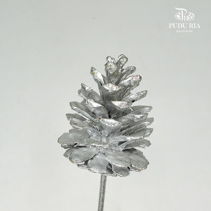 Xmas Pine Cone (Silver) - per stems - Pudu Ria Florist Southern
