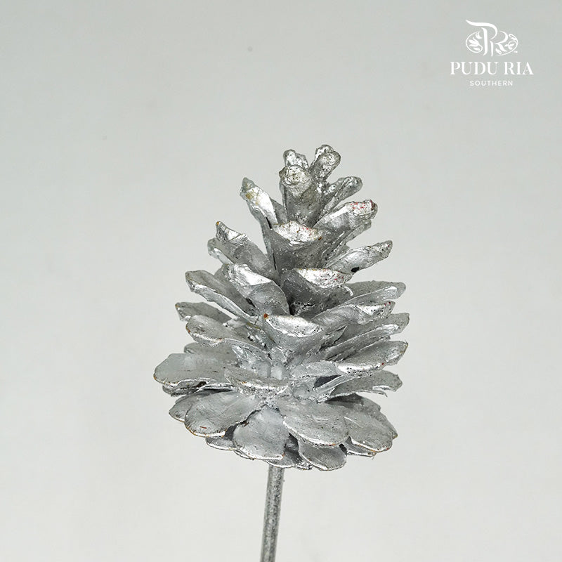 Xmas Pine Cone (Silver) - per stems - Pudu Ria Florist Southern