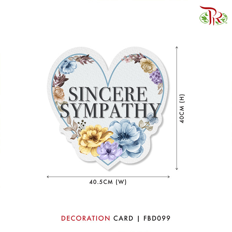 Decoration Card Sincere Sympathy - FBD099 - Pudu Ria Florist Southern