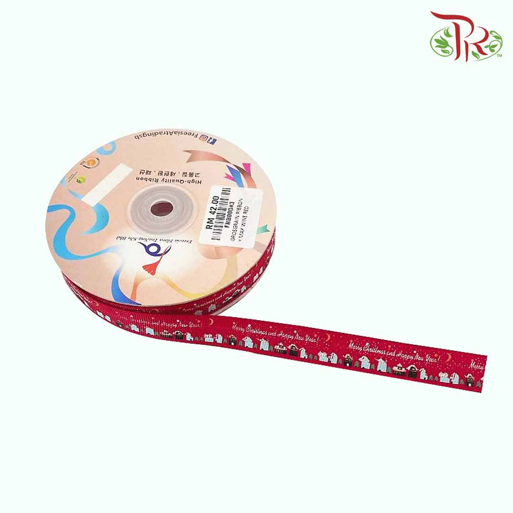 Grosgrain Ribbon X'mas Wine Red (15MM) - FRB060#3 - Pudu Ria Florist Southern