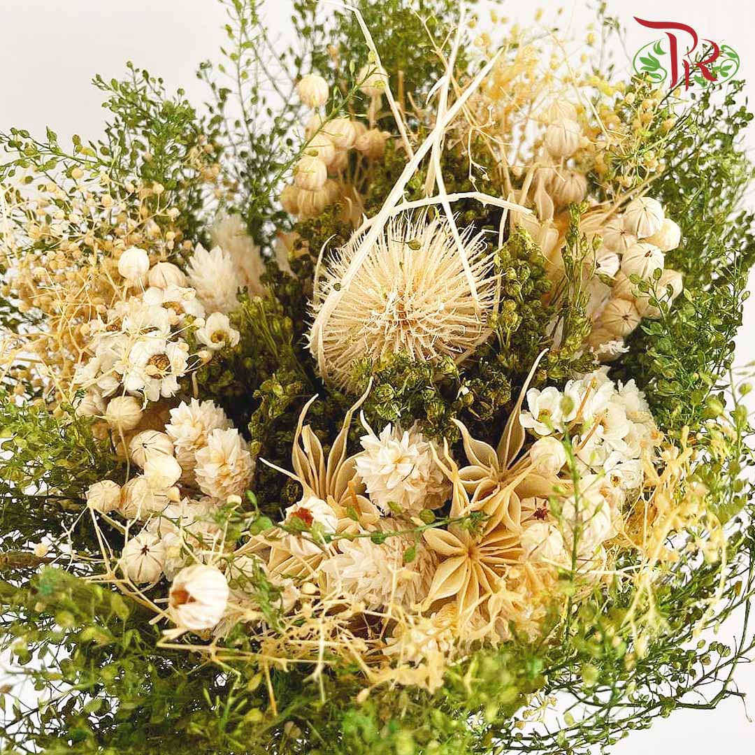 Dry Bouquet - White And Green - Pudu Ria Florist Southern