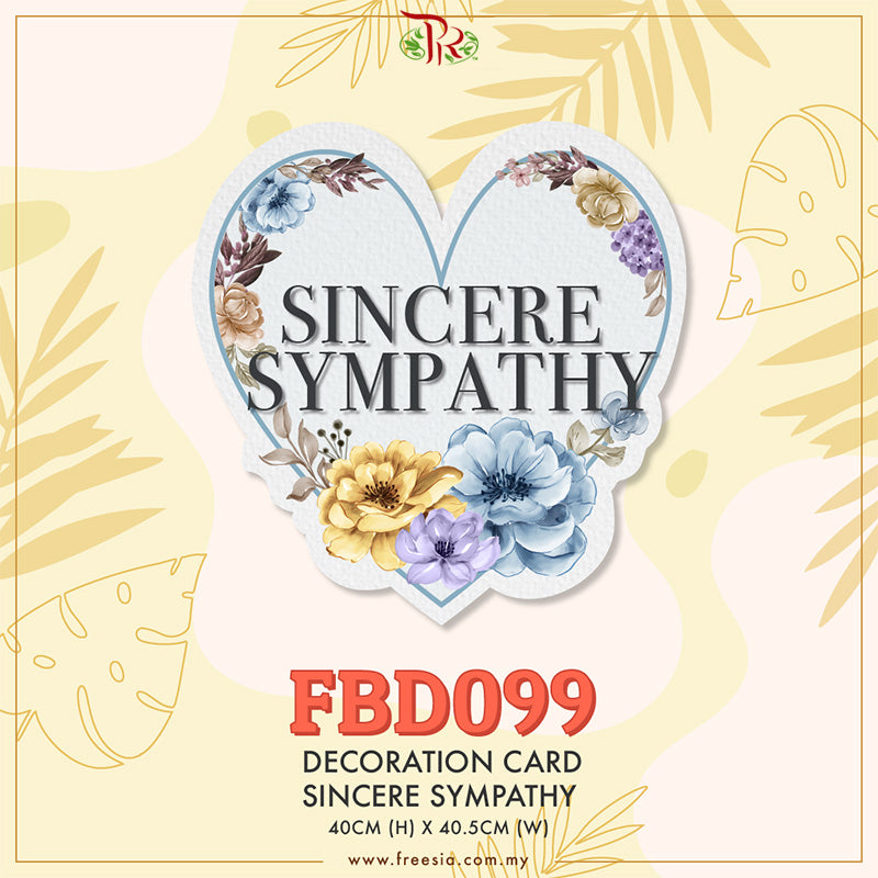 Decoration Card Sincere Sympathy - FBD099 - Pudu Ria Florist Southern