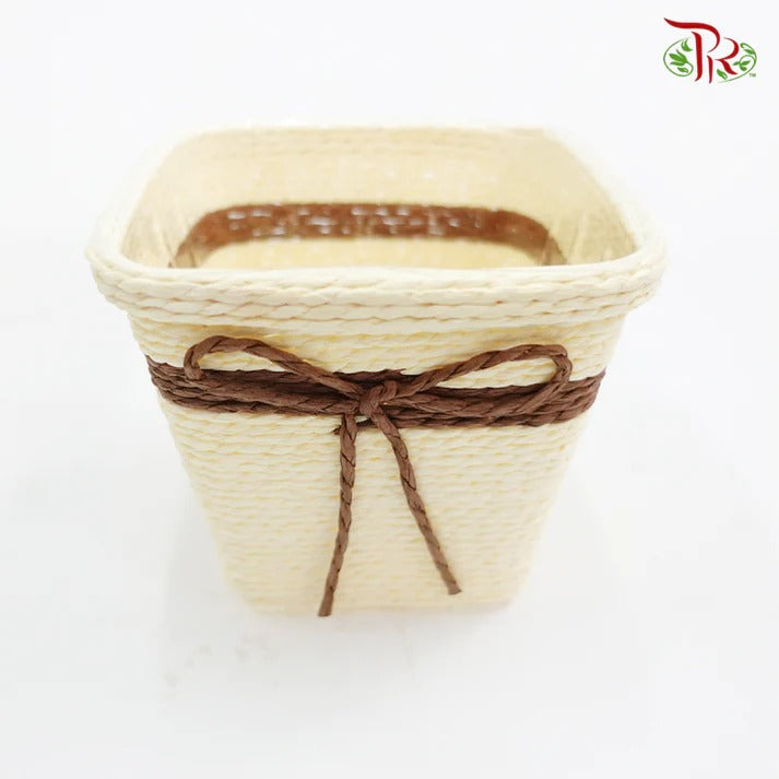 Square Basket Cream 22-306 (L) - Pudu Ria Florist Southern