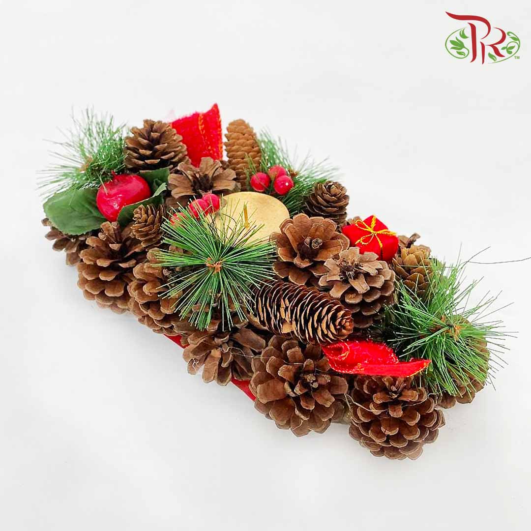 Christmas Candle Centerpiece - 1 Candle Holder (LB185071) - Pudu Ria Florist Southern