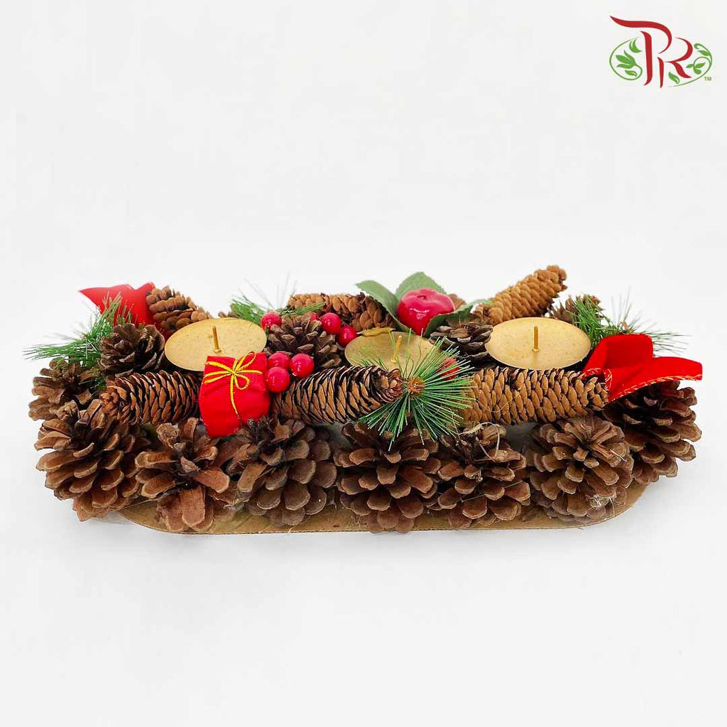 Christmas Candle Centerpiece - 3 Candle Holders (LB185072) - Pudu Ria Florist Southern