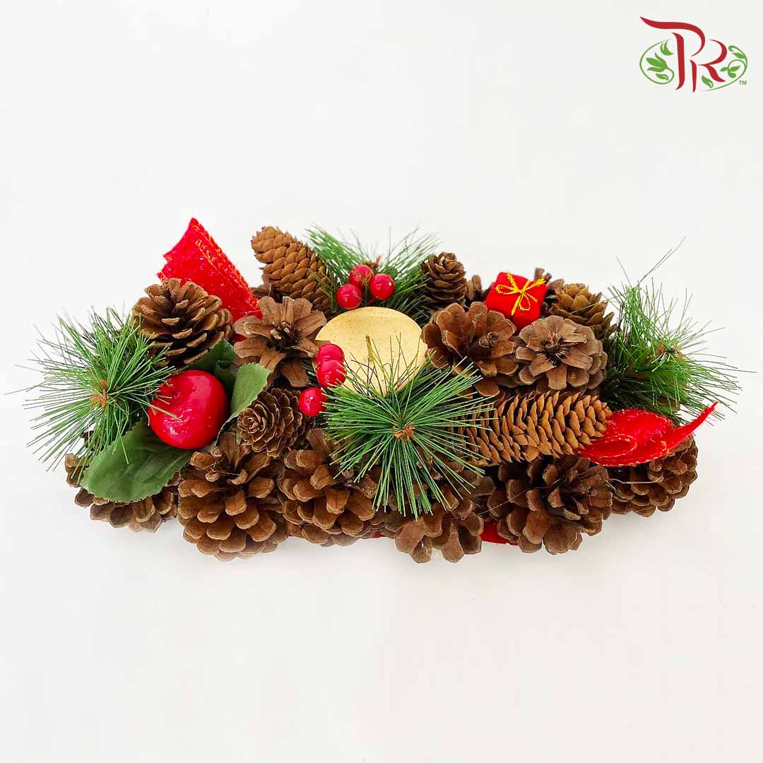 Christmas Candle Centerpiece - 1 Candle Holder (LB185071) - Pudu Ria Florist Southern