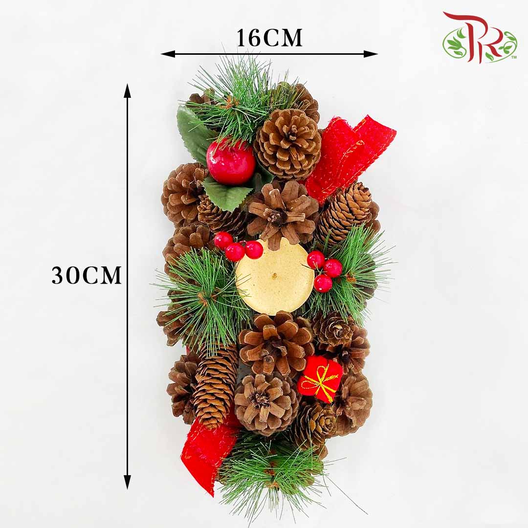 Christmas Candle Centerpiece - 1 Candle Holder (LB185071) - Pudu Ria Florist Southern